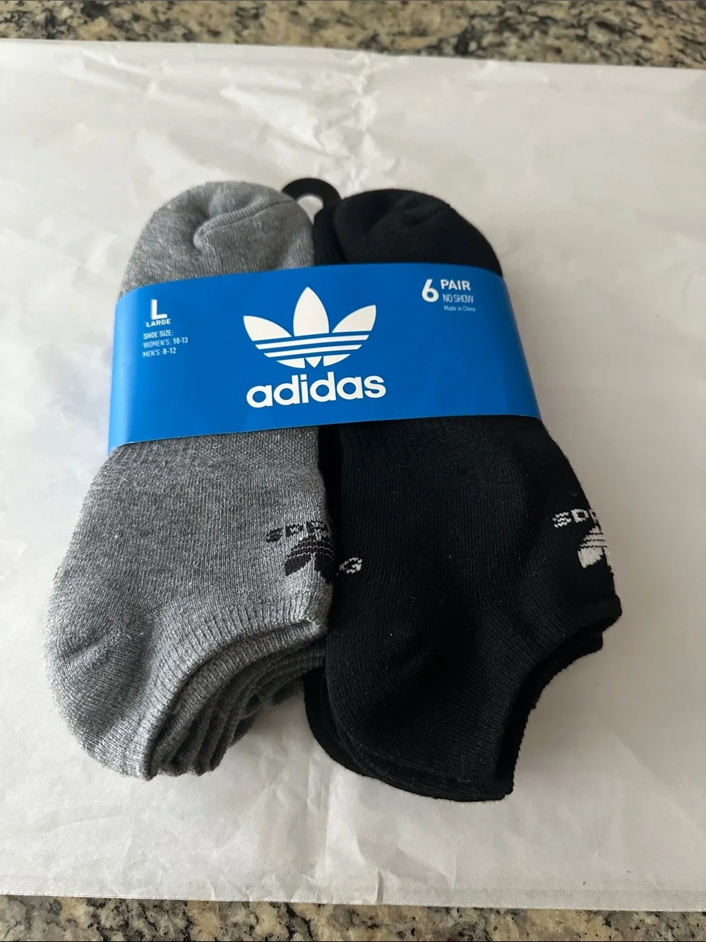 adidas Men’s No-Show Socks 6-Pack – Black & Gray